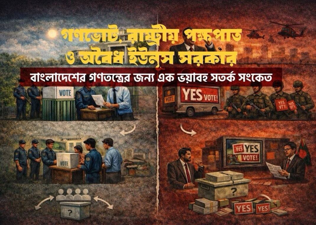 গণভোট, রাষ্ট্রীয় পক্ষপাত ও অবৈধ ইউনূস সরকার বাংলাদেশের গণতন্ত্রের জন্য এক ভয়াবহ সতর্ক সংকেত